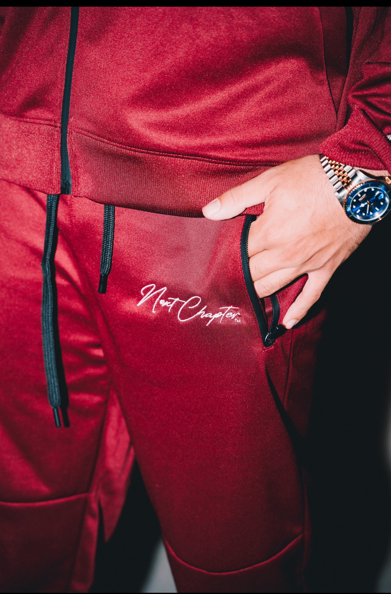 Track Tech Zip Up Set. Cherry Red.