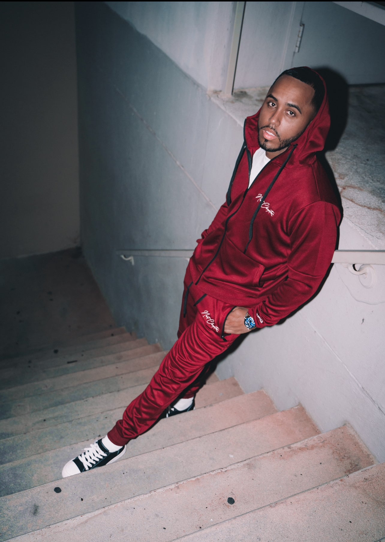Track Tech Zip Up Set. Cherry Red.