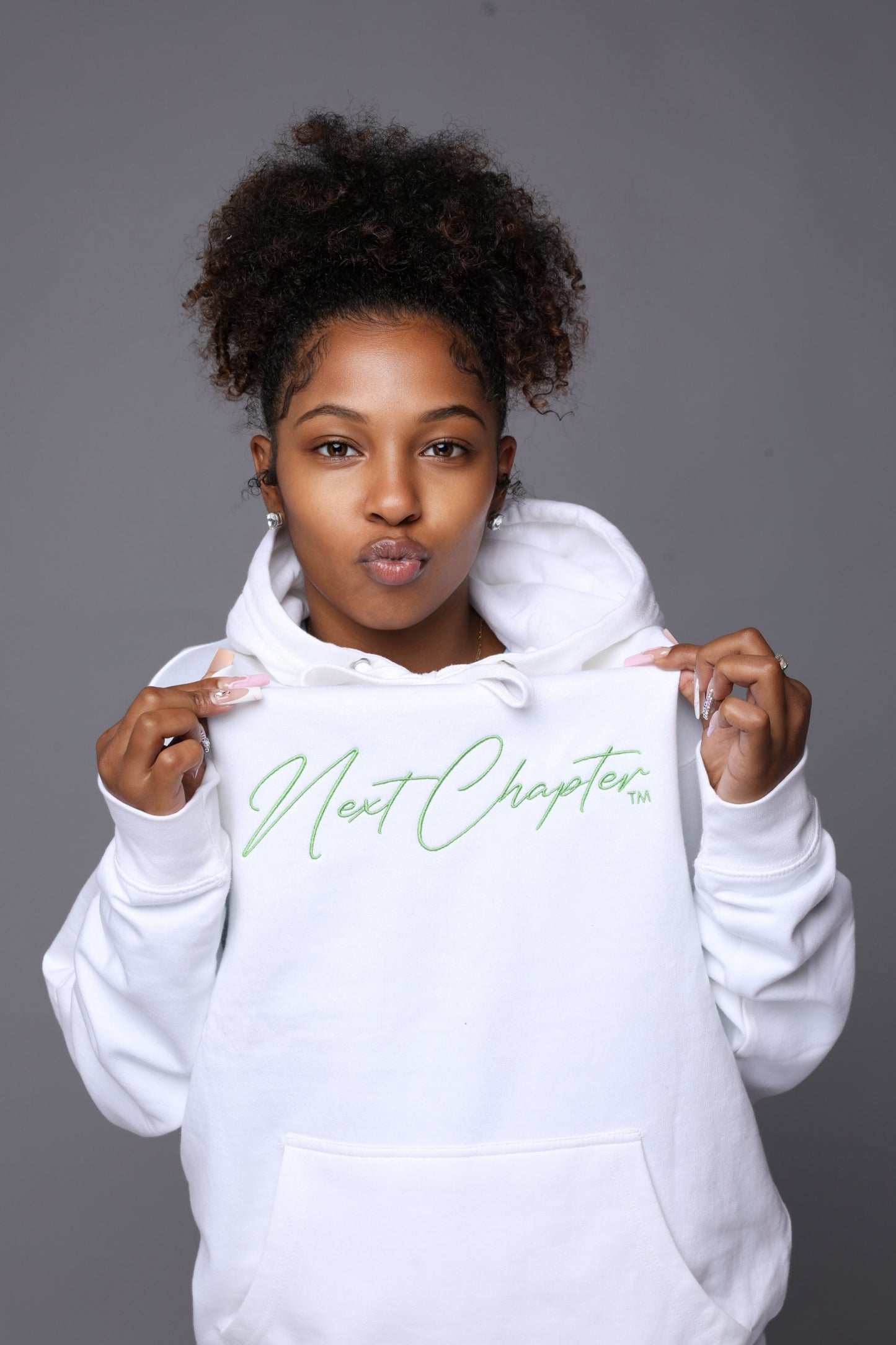 Heavy Blend Fleece Hoodie White & Neon Green
