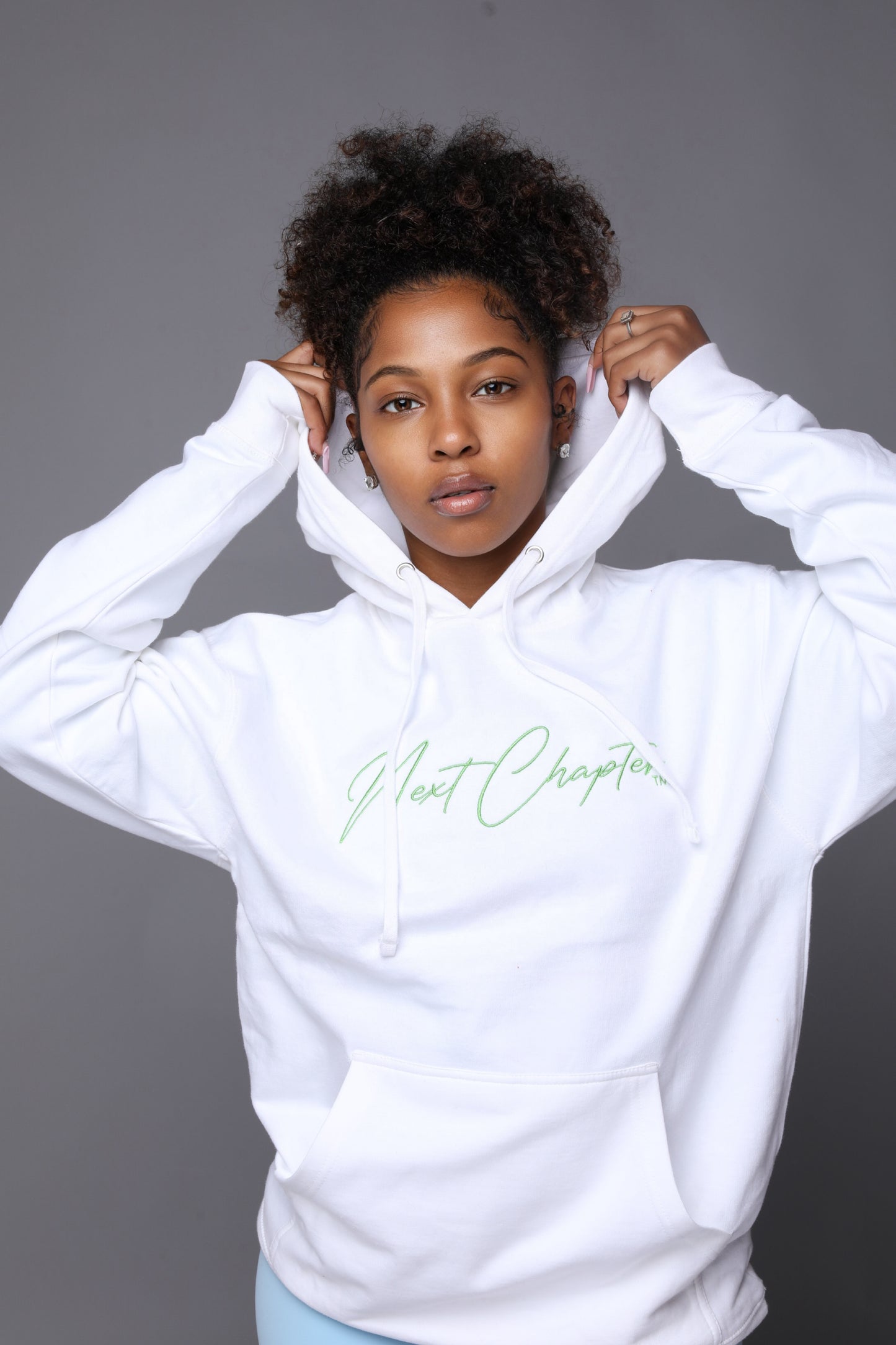 Heavy Blend Fleece Hoodie White & Neon Green
