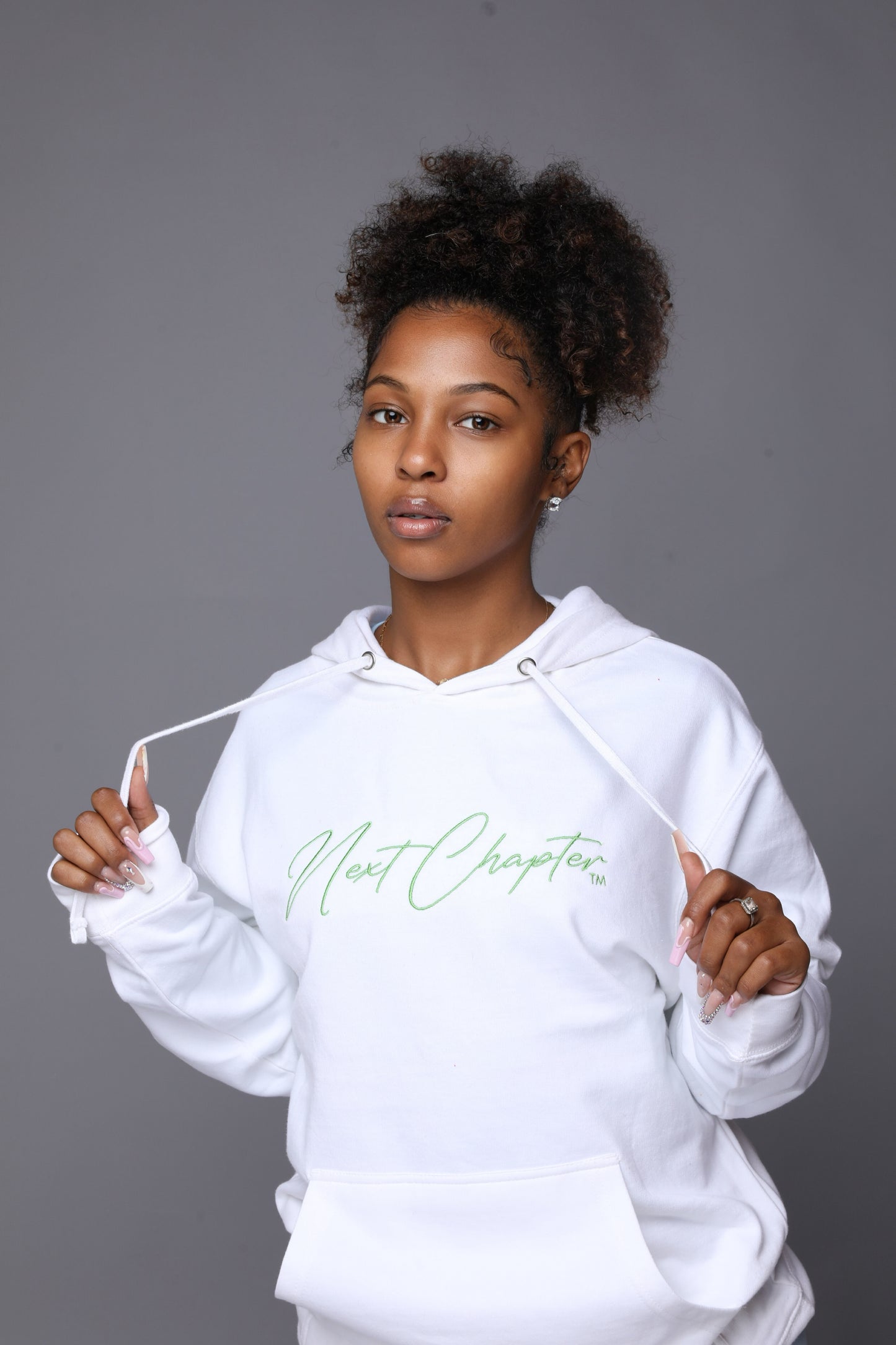 Heavy Blend Fleece Hoodie White & Neon Green