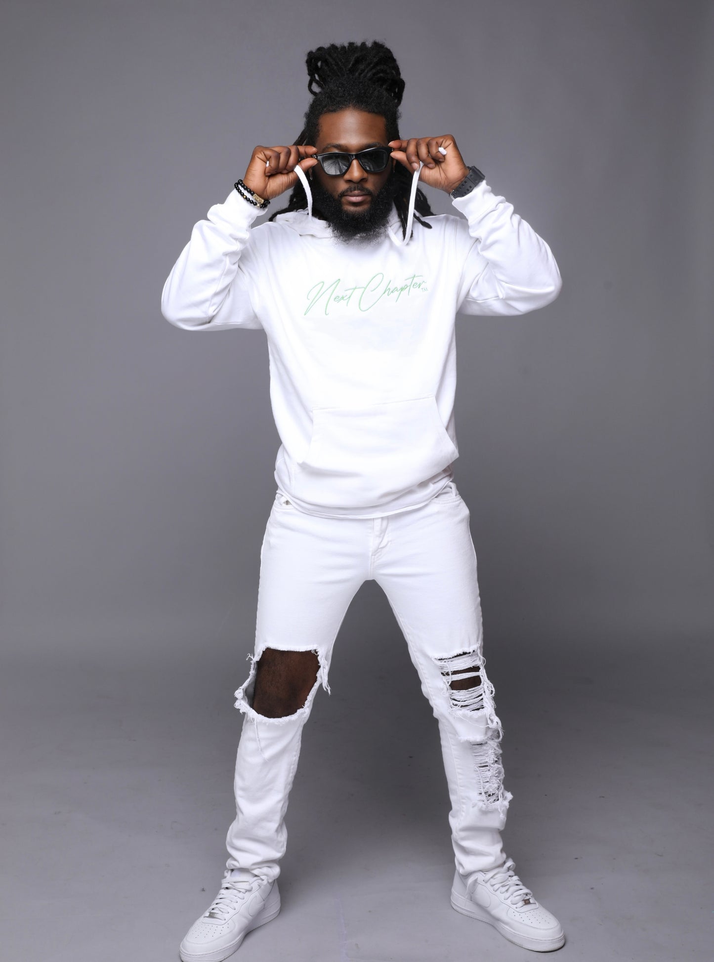 Heavy Blend Fleece Hoodie White & Neon Green