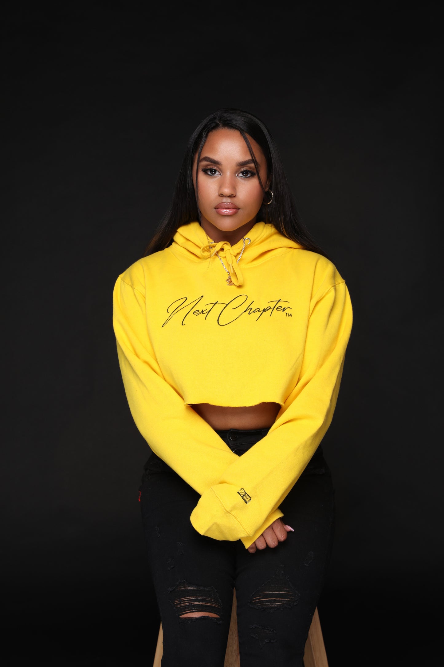 Crop Top Fleece "Yellow & Black"