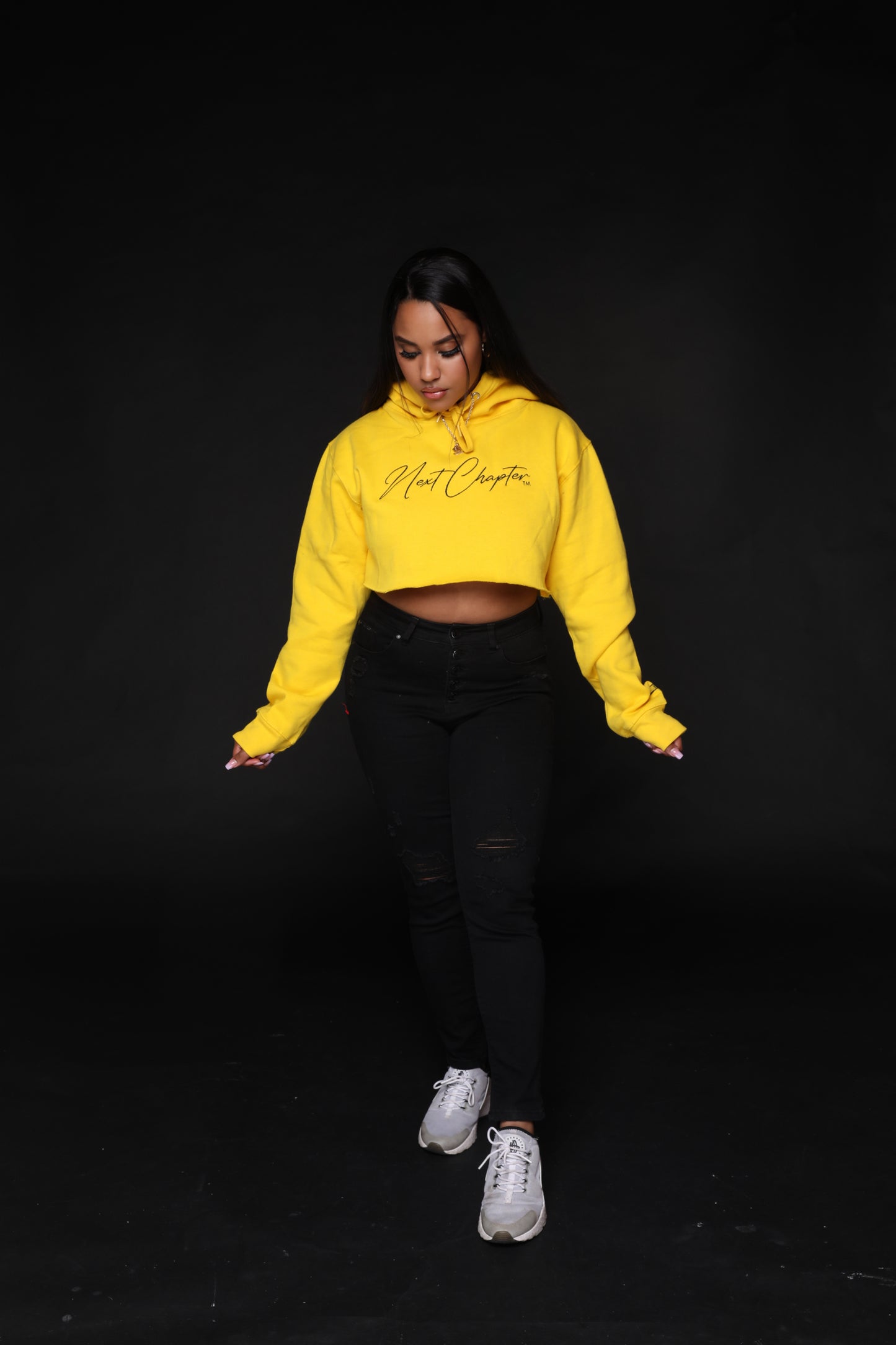 Crop Top Fleece "Yellow & Black"