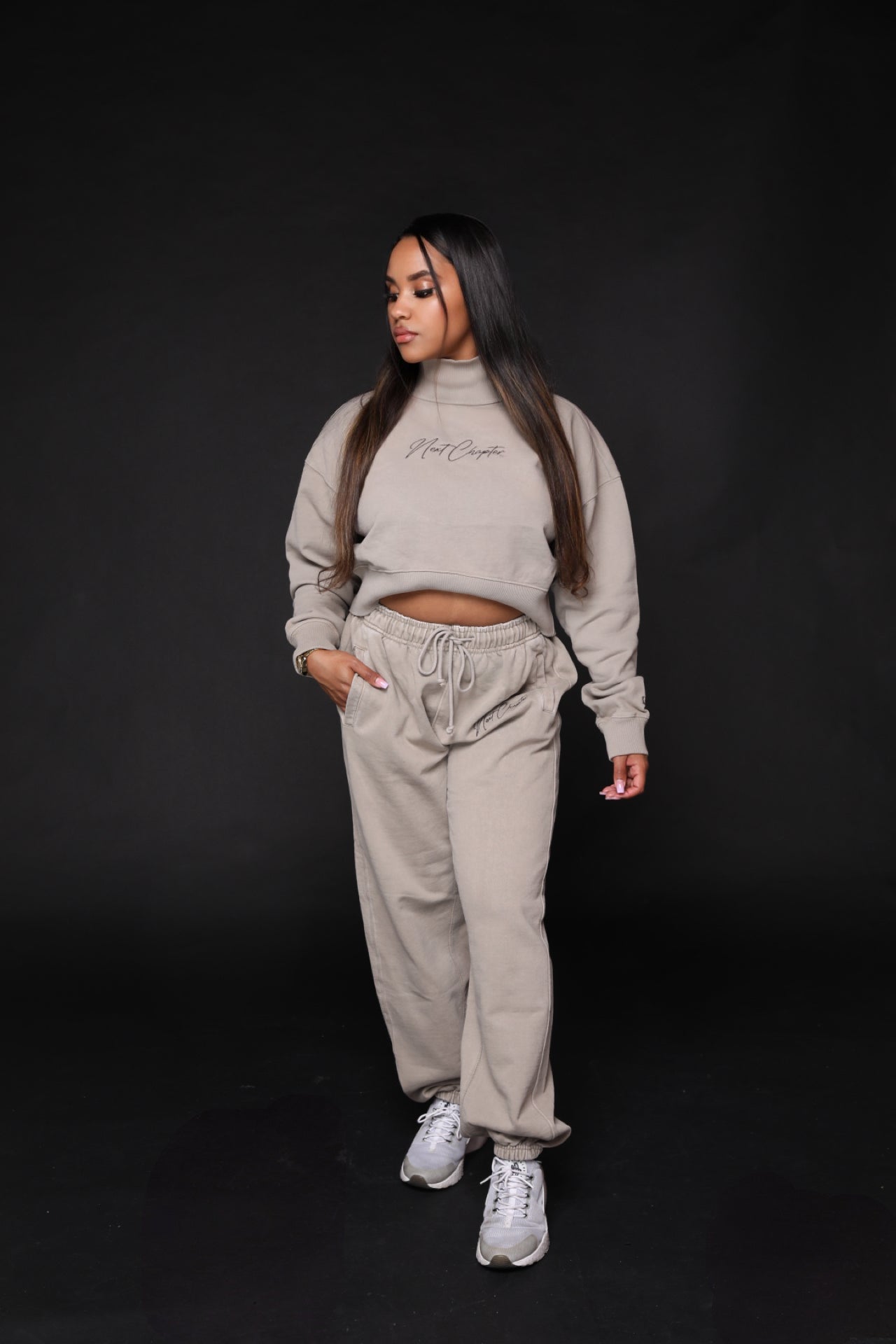 Greyhound French Terry Garment Dyed Mock Neck Sweatsuit.