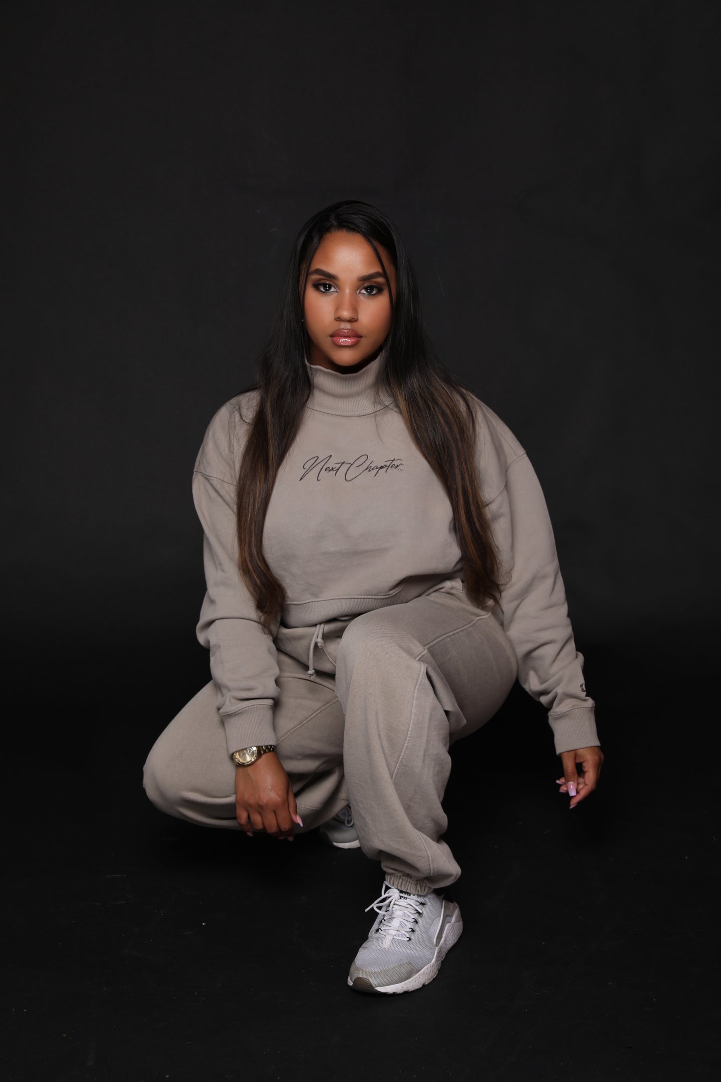 Greyhound French Terry Garment Dyed Mock Neck Sweatsuit.