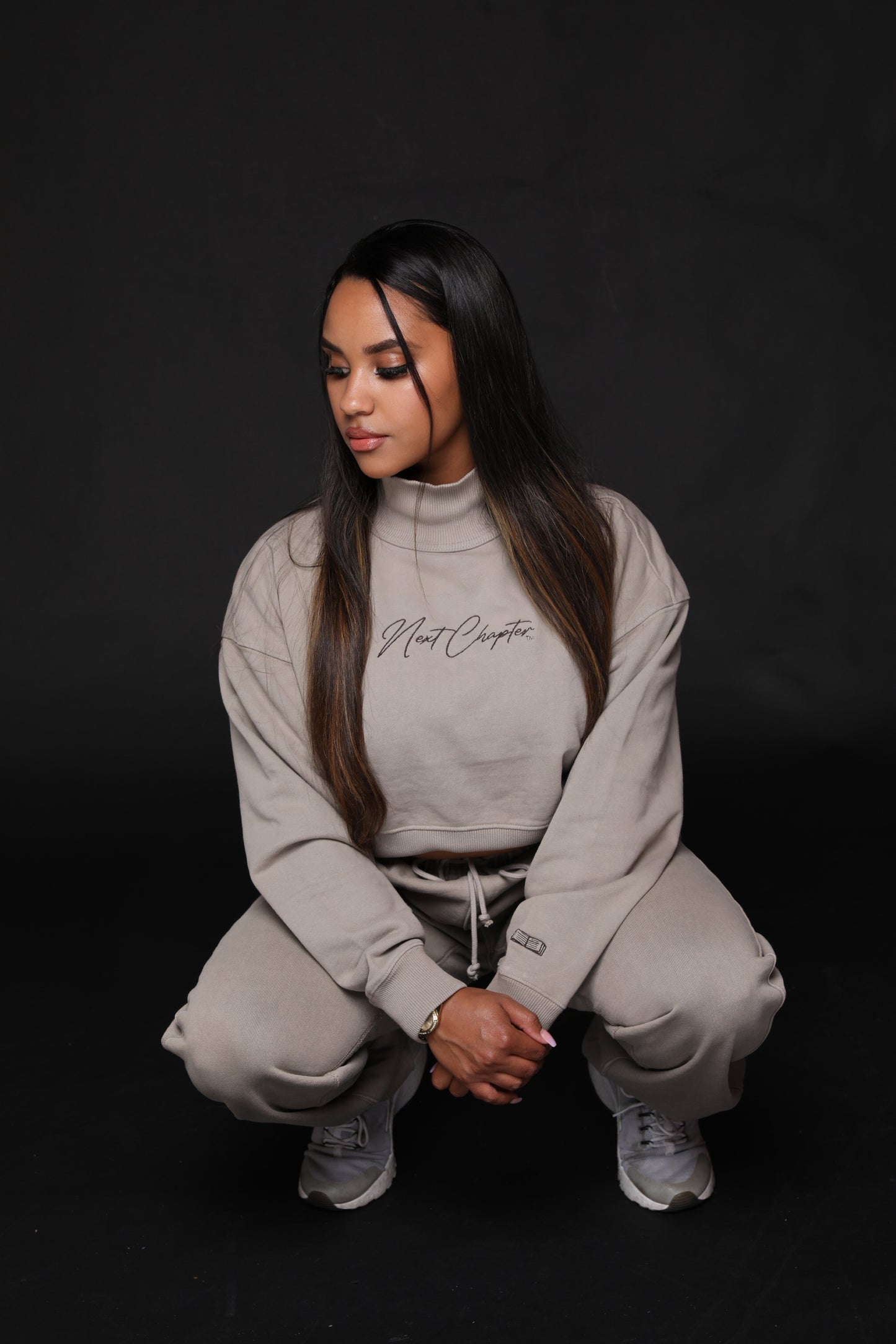 Greyhound French Terry Garment Dyed Mock Neck Sweatsuit.