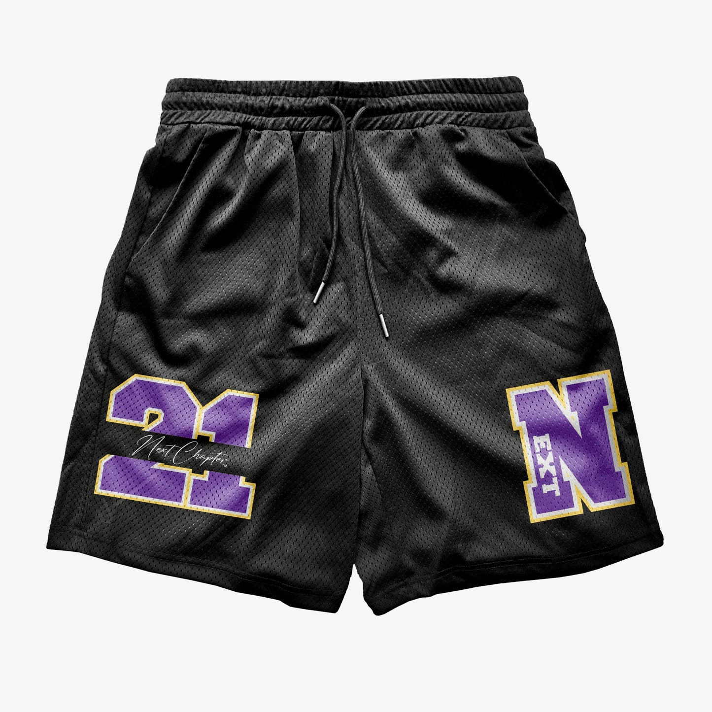 LSU & LA LAKERS Black, Purple, & Yellow Luxury Mesh Shorts.