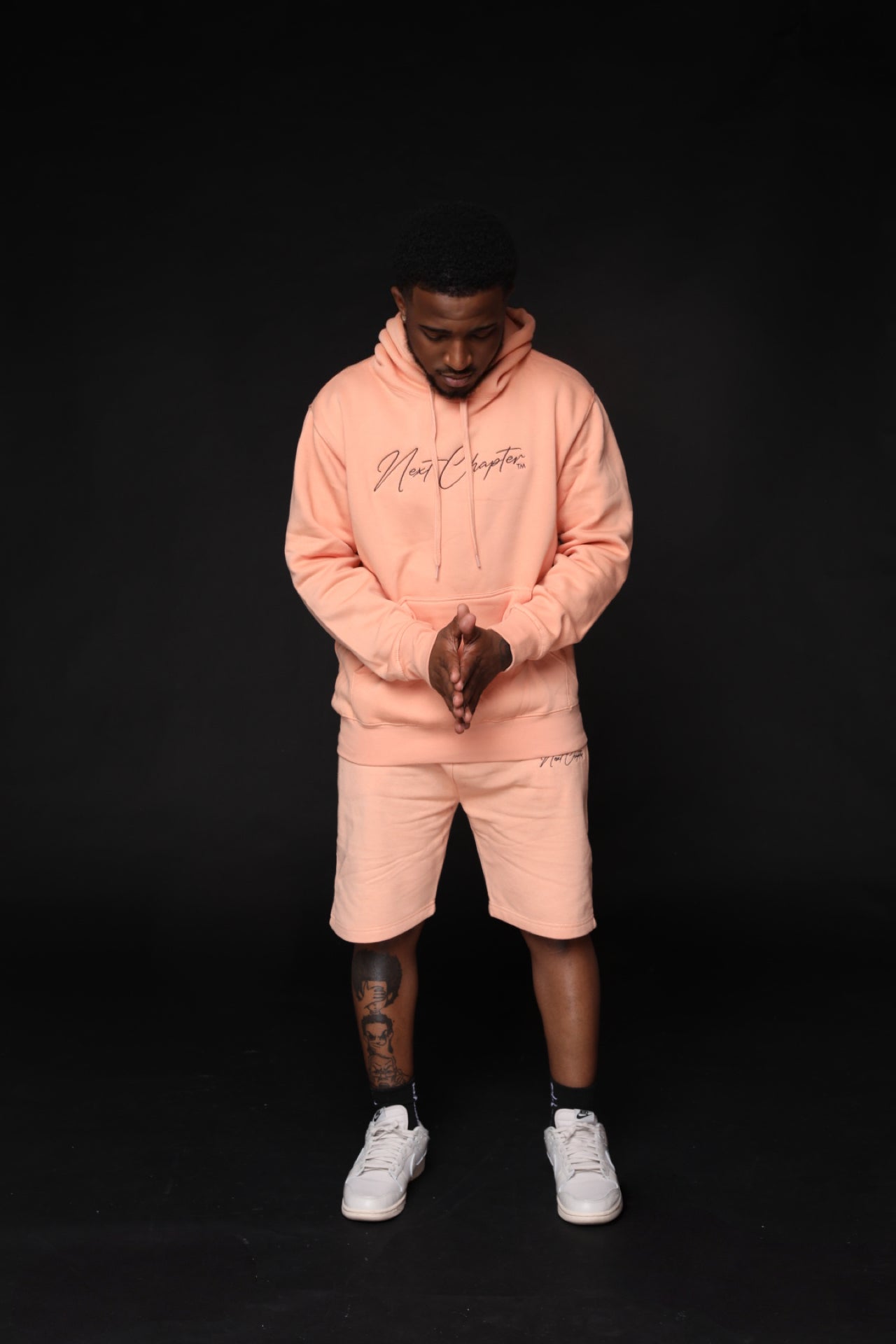 Heavy Blend Fleece Hoodie Short Set Peach