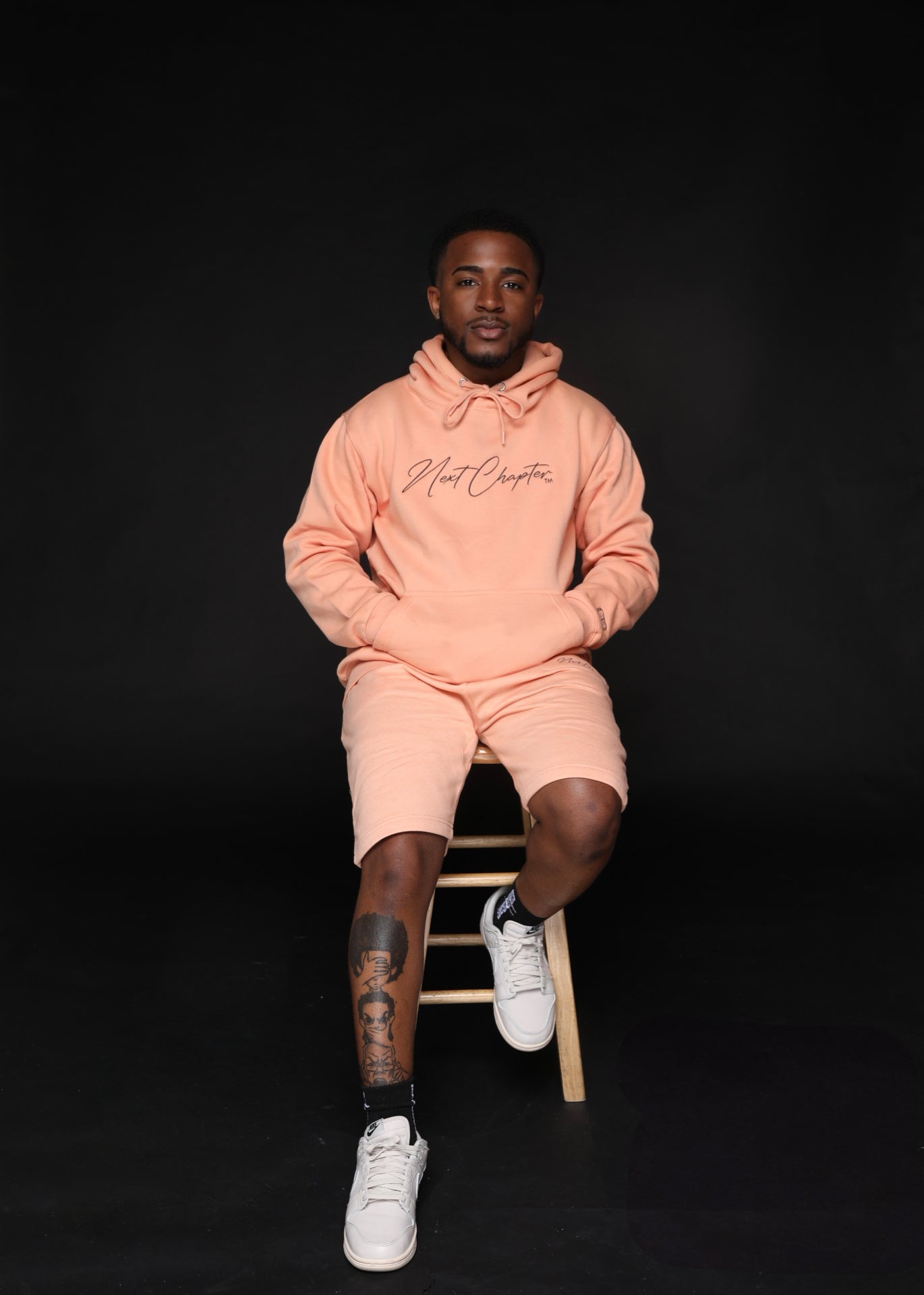 Heavy Blend Fleece Hoodie Short Set Peach
