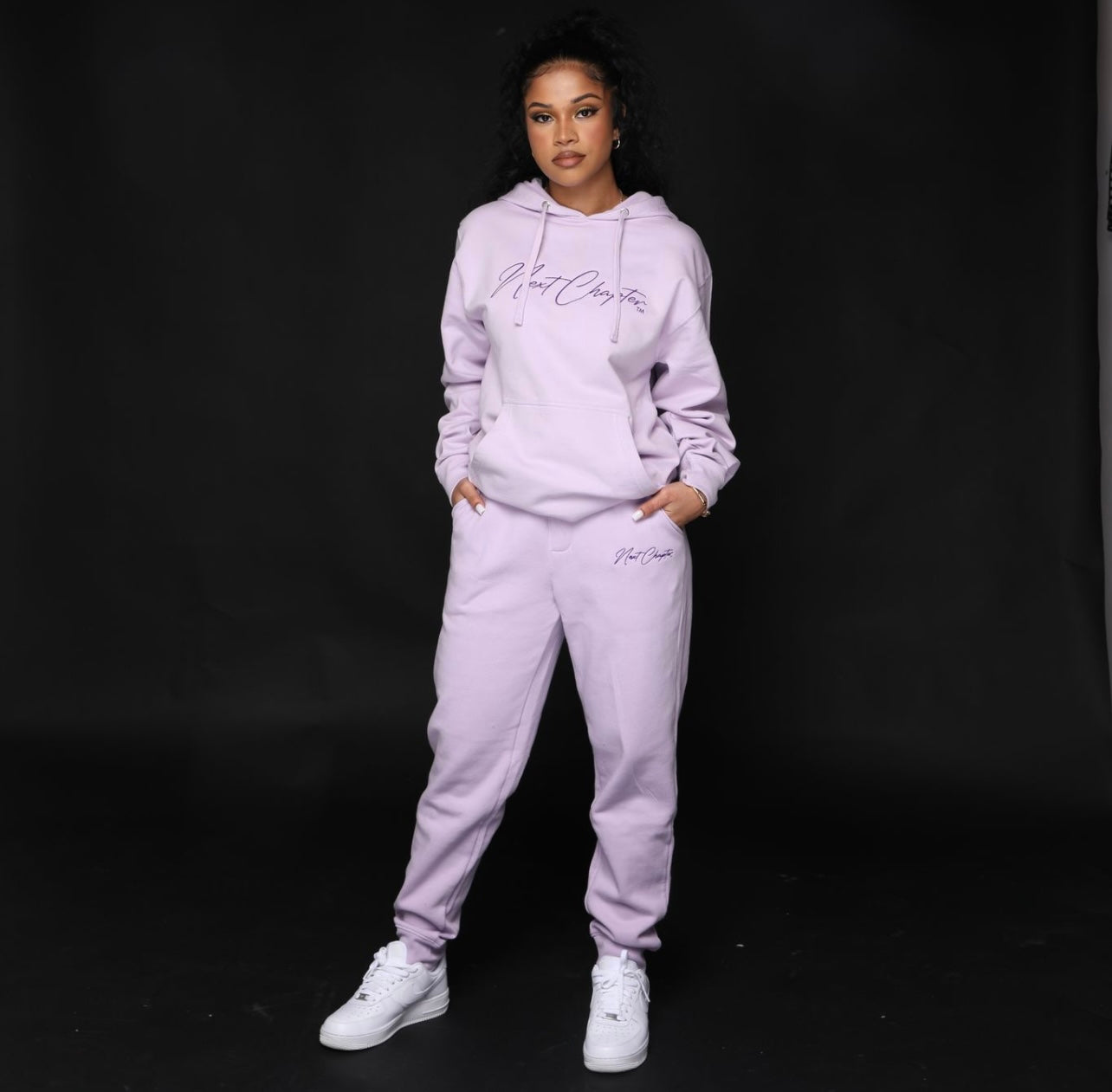 Heavy Blend Fleece Hoodie Lavender Sweatsuit.